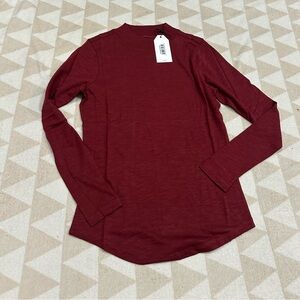 Universal standard burgundy mock neck long sleeve shirt